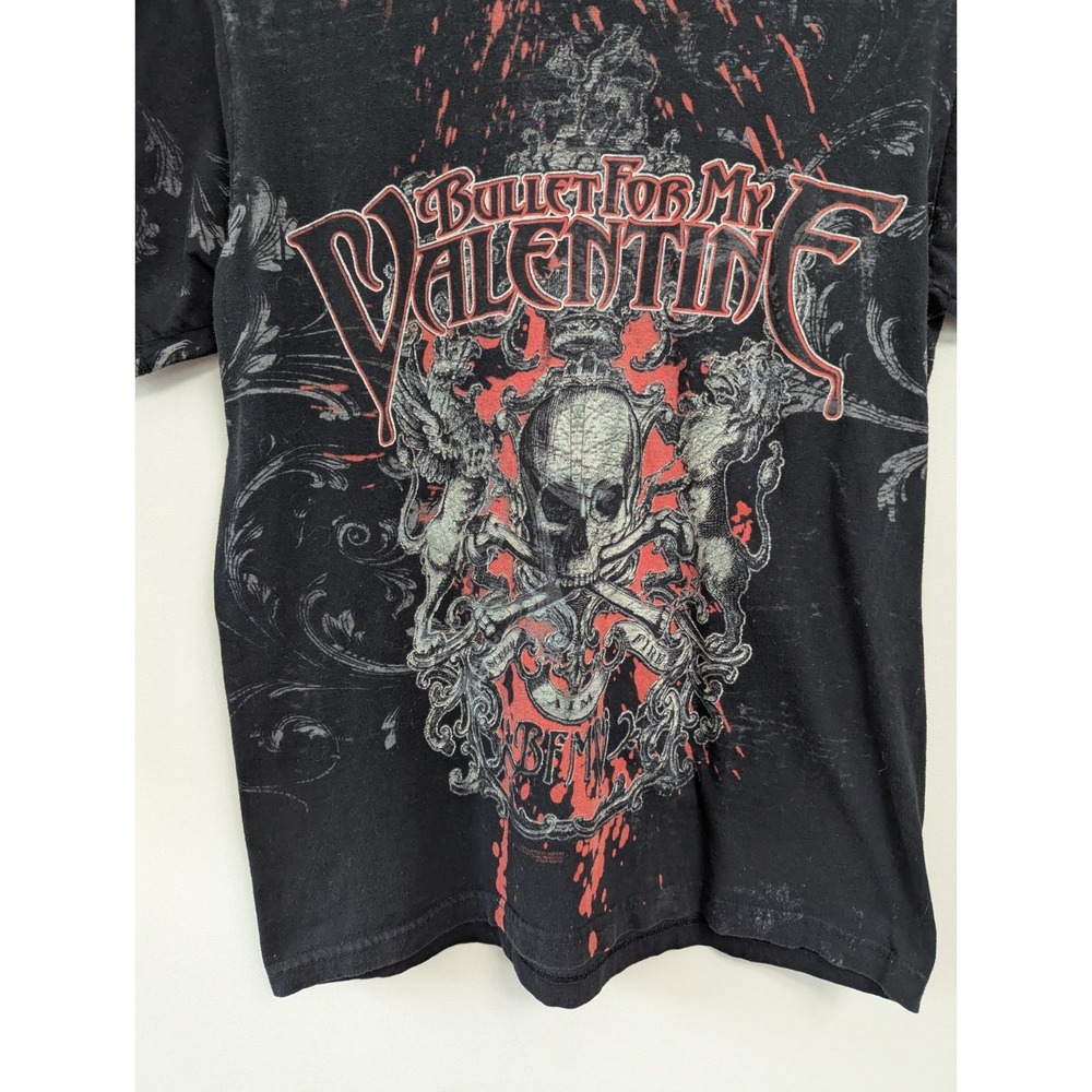 Y2k Grunge Bullet For My Valentine Women's T-shirt Band AOP Size M Skull